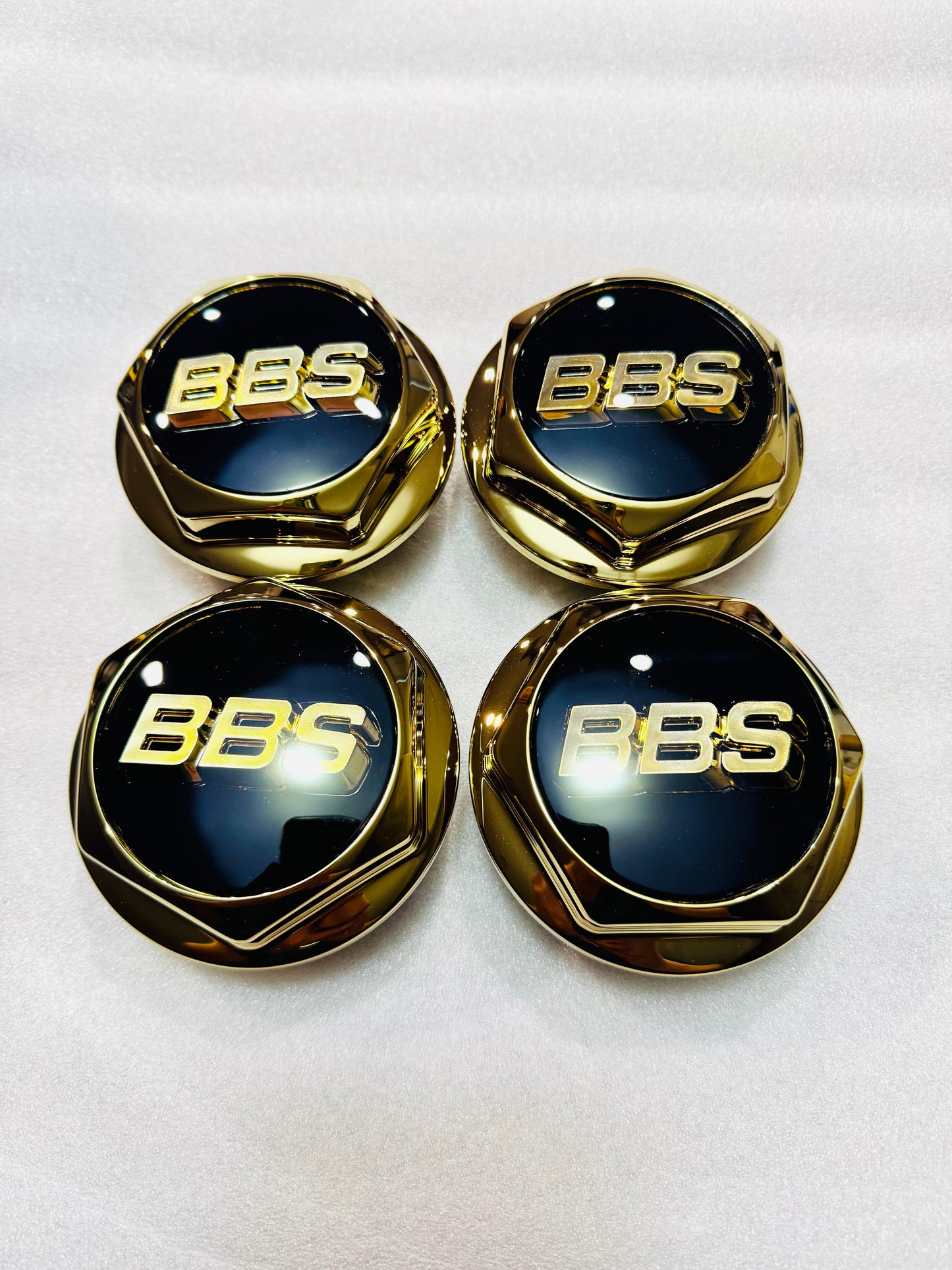 Gold plated Hex Caps for BBS RS , RS2 , large tread.