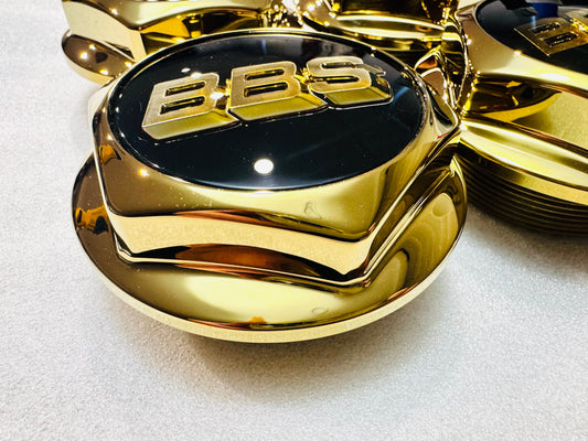 Gold plated Hex Caps for BBS RS , RS2 , large tread.