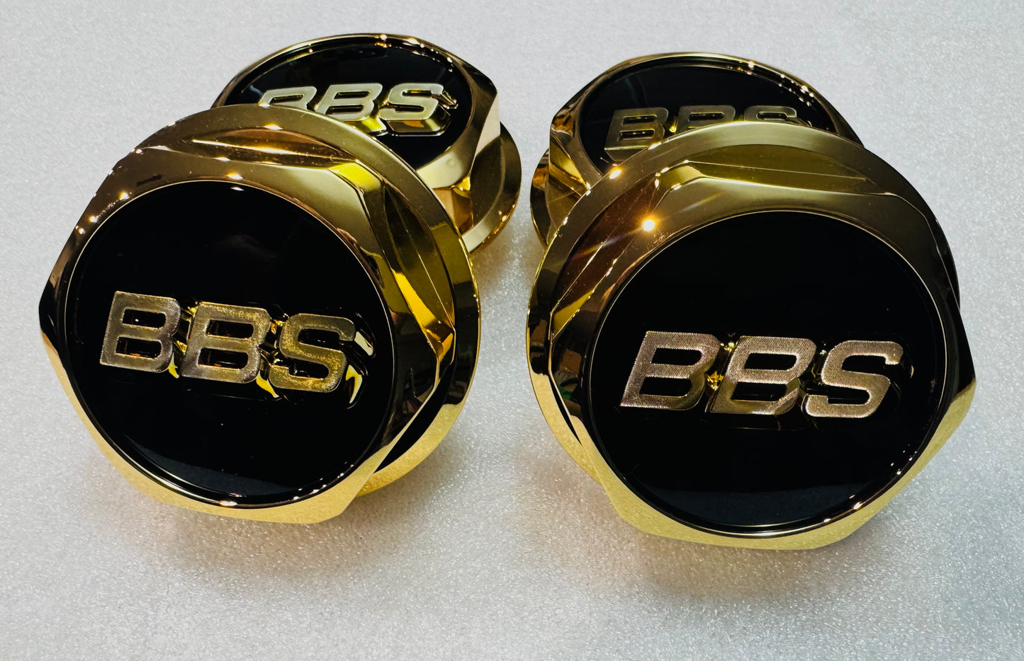 Gold plated Hex Caps for 15” BBS RS , RS2 , small  tread.