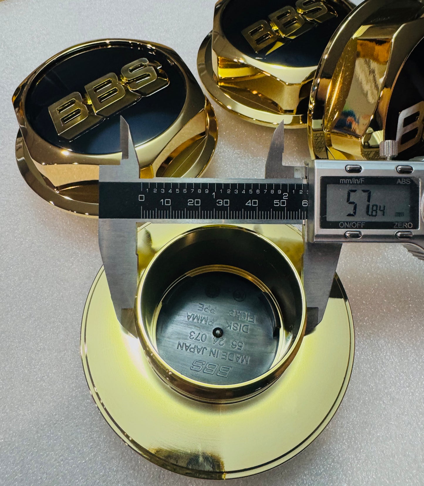 Gold plated Hex Caps for 15” BBS RS , RS2 , small  tread.