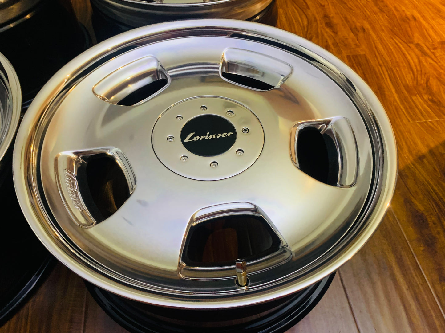 Lorinser RSK3 center caps brush finish plus clear coat.Set of 4 Mint condition.Ronal