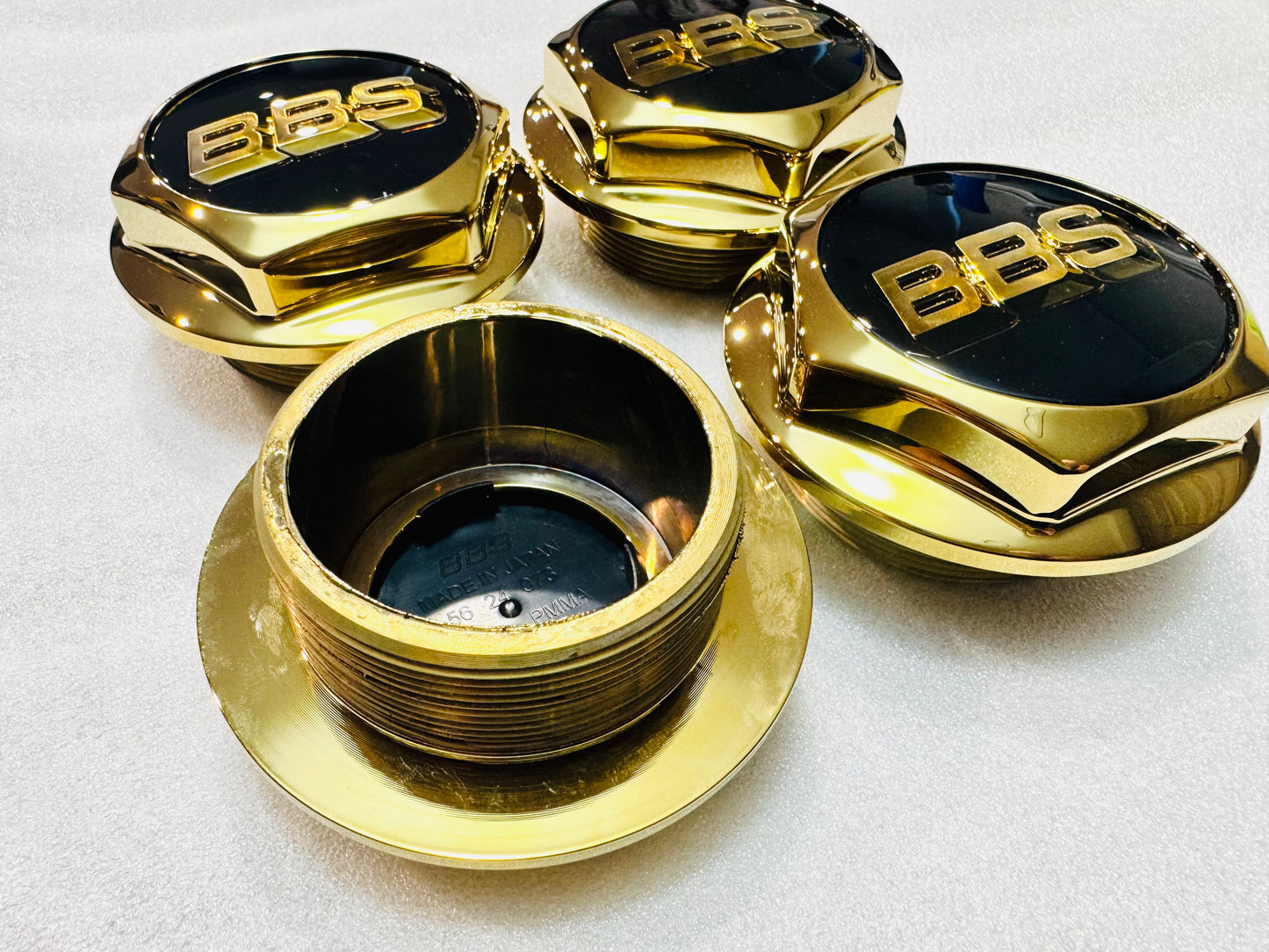 Gold plated Hex Caps for BBS RS , RS2 , large tread.