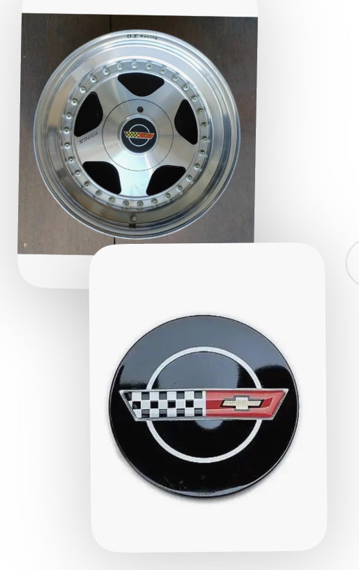 Oz Racing Futura/Fittipaldi M283  M292 caps replacement  Corvette emblem/logos .