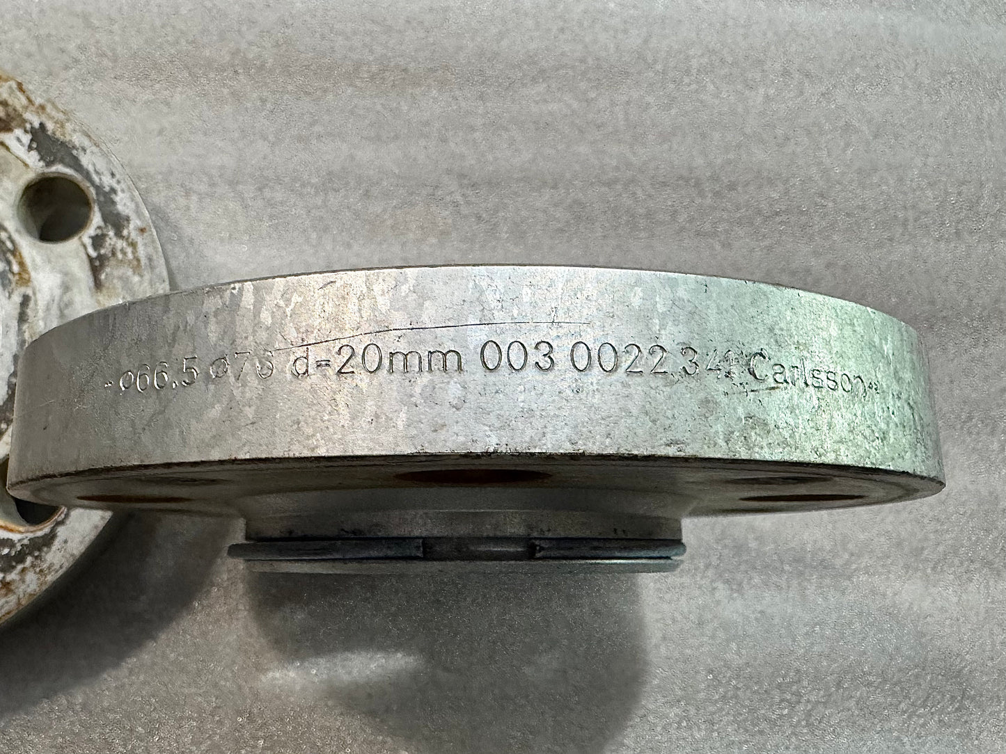 Pair of Genuine 5x112  carlsson CB. 76mm to 66,5mm hub centric spacers 20mm thick.