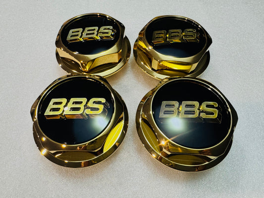 Gold plated Hex Caps for 15” BBS RS , RS2 , small  tread.