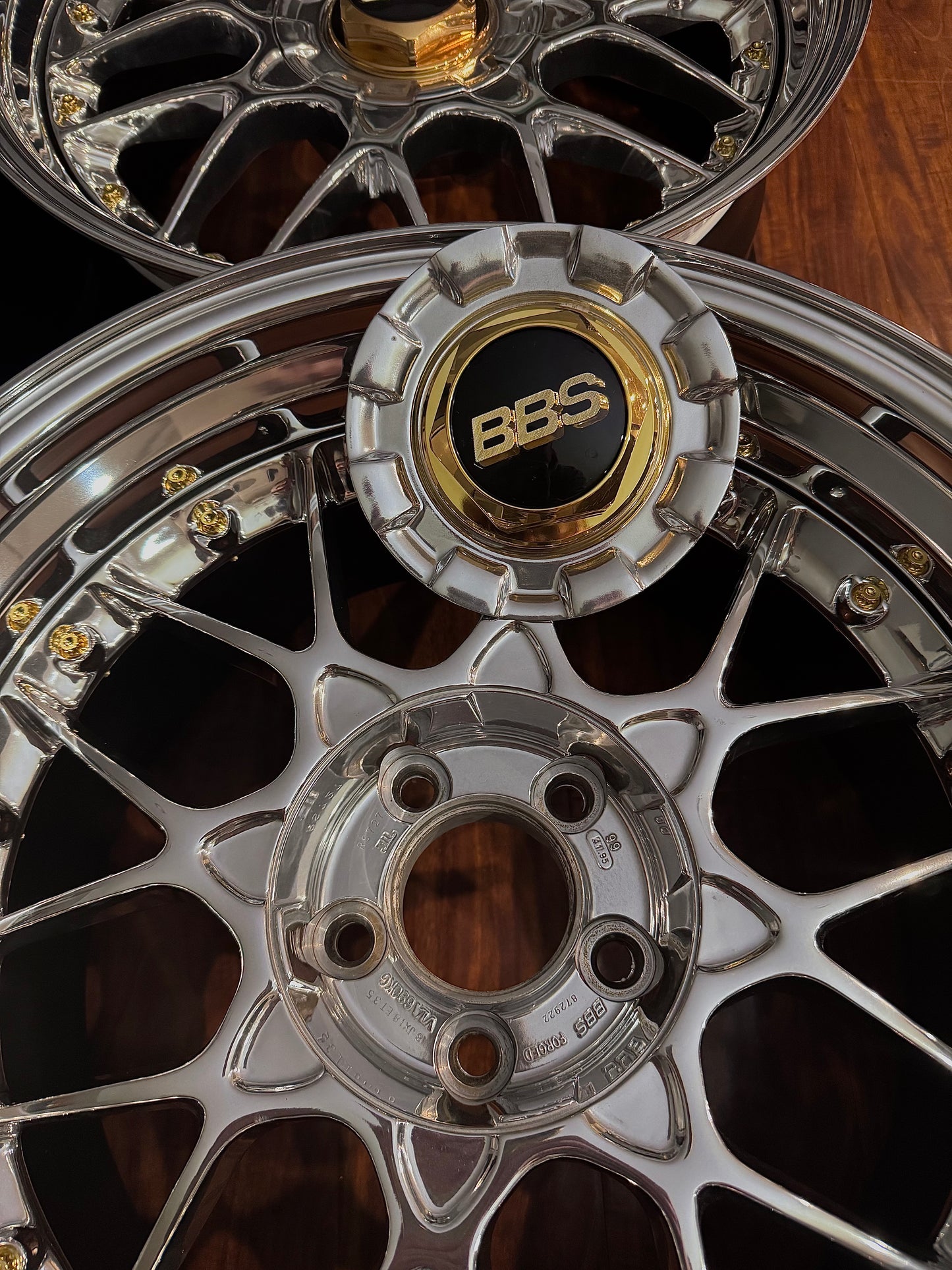 19” BBS RS2 5x120 BMW E46 ,E39 , 3 piece conversion ceramic polished finish.