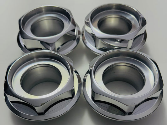 Polished billet aluminum Hex Caps for 15” BBS RS , RS2 , small  tread.