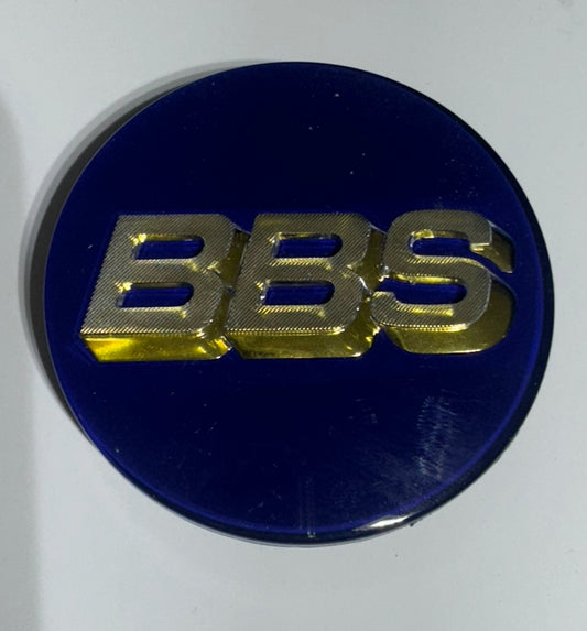 Single BBS 3D Logo ,Wheel Center Cap 70mm Blue /Gold 56.24.073 Used like New . For BBS RS , LM , RG.