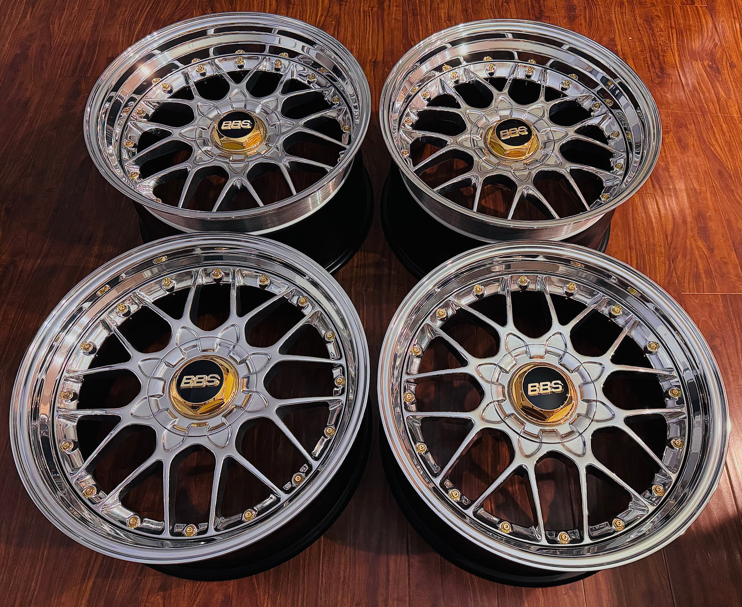 19” BBS RS2 5x120 BMW E46 ,E39 , 3 piece conversion ceramic polished finish.