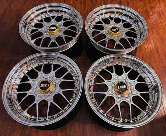 19” BBS RS2 5x120 BMW E46 ,E39 , 3 piece conversion ceramic polished finish.
