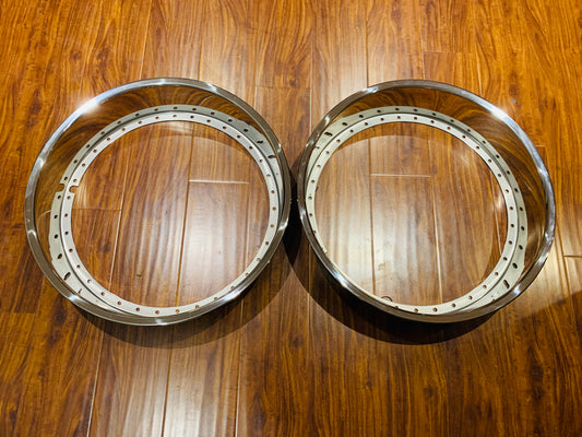 Pair of OZ Racing Raffaello 20” Reverse outer lips 35 holes Radinox  4” wide